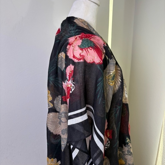 Floral Bohemian Boho Dark Romantic Tropical Kimono Jersey Stripe Wrap Beach - Picture 10 of 14